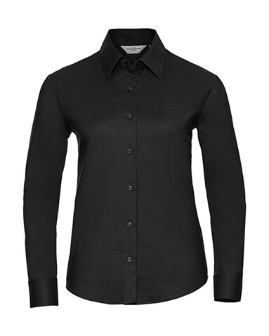 Russell Europe Ladies` Classic Oxford Shirt LS, Black, M (38) bedrucken, Art.-Nr. 702001014