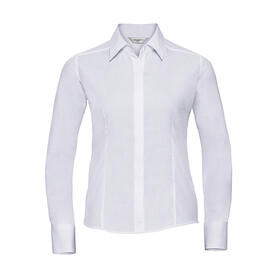 Russell Europe Ladies` LS Fitted Poplin Shirt, White, XS bedrucken, Art.-Nr. 712000002 Russell Europe Ladies` LS Fitted Poplin Shirt, White, XS bedrucken, Art.-Nr. 712000002