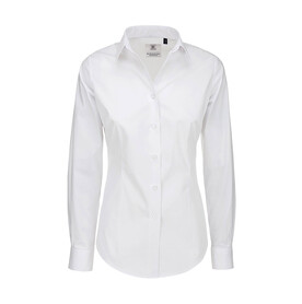 B &amp;amp; C Black Tie LSL/women Poplin Shirt, White, 3XL bedrucken, Art.-Nr. 712420008