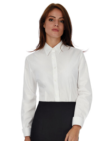 B &amp; C Heritage LSL/women Poplin Shirt, White, M bedrucken, Art.-Nr. 714420004