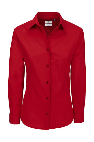 B &amp; C Heritage LSL/women Poplin Shirt, Deep Red, 2XL bedrucken, Art.-Nr. 714424067
