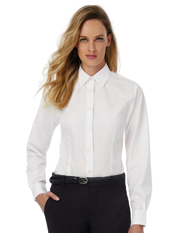 B &amp; C Smart LSL/women Poplin Shirt, White, XS bedrucken, Art.-Nr. 716420002