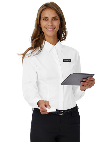 B &amp; C Smart LSL/women Poplin Shirt, White, XS bedrucken, Art.-Nr. 716420002