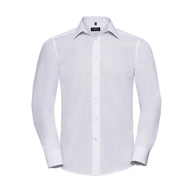 Russell Europe Tailored Poplin Shirt LS, White, S bedrucken, Art.-Nr. 717000003