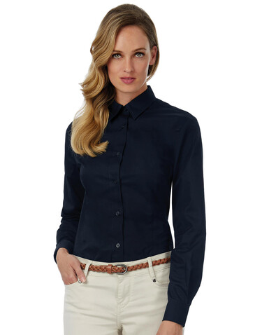 B &amp; C Sharp LSL/women Twill Shirt, Navy, M bedrucken, Art.-Nr. 718422004