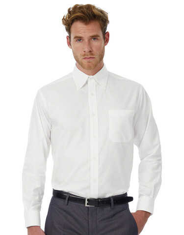 B &amp; C Oxford LSL/men Shirt, Black, L bedrucken, Art.-Nr. 720421015