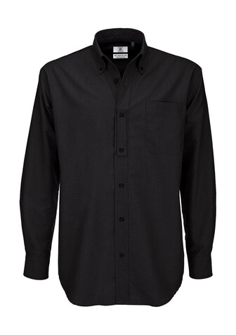 B &amp; C Oxford LSL/men Shirt, Black, L bedrucken, Art.-Nr. 720421015