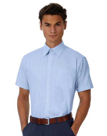 B &amp; C Oxford SSL/men Shirt, Black, S bedrucken, Art.-Nr. 721421013