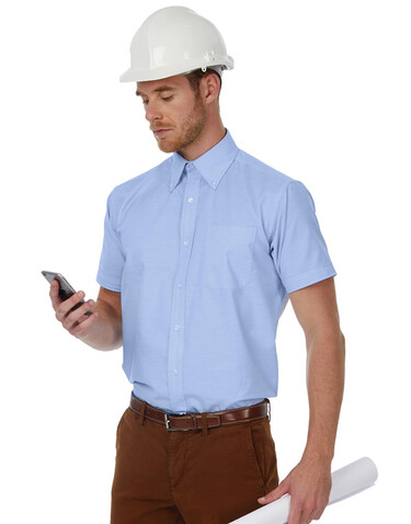 B &amp; C Oxford SSL/men Shirt, Black, S bedrucken, Art.-Nr. 721421013