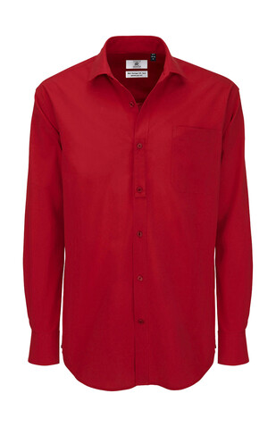 B &amp; C Heritage LSL/men Poplin Shirt, Deep Red, S bedrucken, Art.-Nr. 724424063