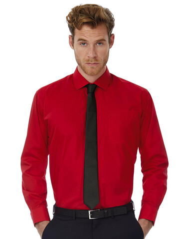 B &amp; C Smart LSL/men Poplin Shirt, Deep Red, S bedrucken, Art.-Nr. 726424063