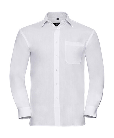 Russell Europe Cotton Poplin Shirt LS, White, S bedrucken, Art.-Nr. 736000001