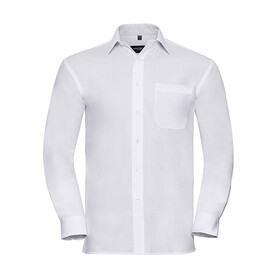 Russell Europe Cotton Poplin Shirt LS, White, S bedrucken, Art.-Nr. 736000001
