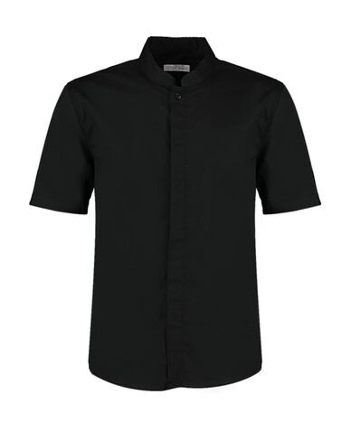 Kustom Kit Tailored Fit Mandarin Collar Shirt SSL, Black, S bedrucken, Art.-Nr. 744111013