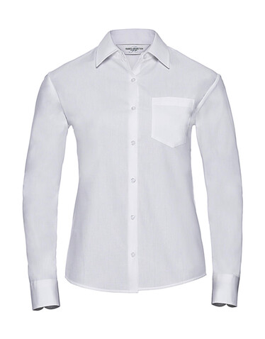 Russell Europe Ladies` Cotton Poplin Shirt LS, White, XS (34) bedrucken, Art.-Nr. 746000002