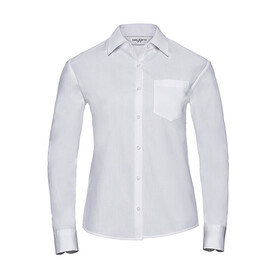 Russell Europe Ladies` Cotton Poplin Shirt LS, White, XS (34) bedrucken, Art.-Nr. 746000002