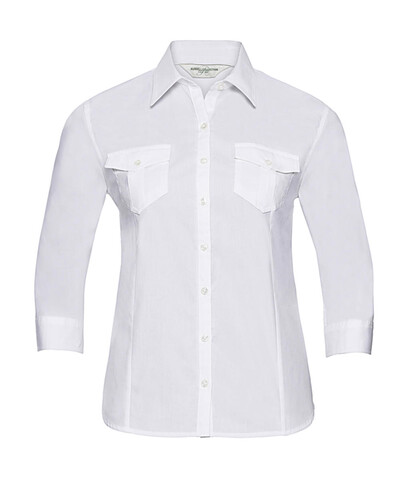 Russell Europe Ladies` Roll 3/4 Sleeve Shirt, White, 2XL (44) bedrucken, Art.-Nr. 748000007