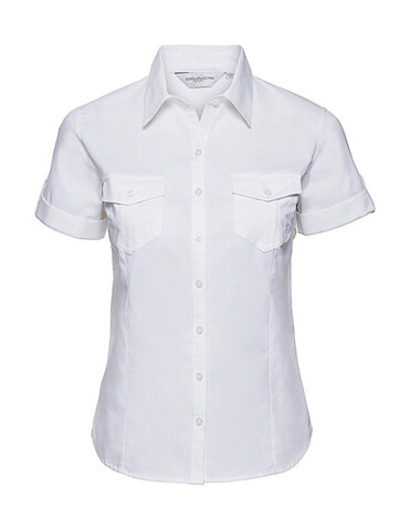 Russell Europe Ladies` Roll Sleeve Shirt, White, XS (34) bedrucken, Art.-Nr. 749000002