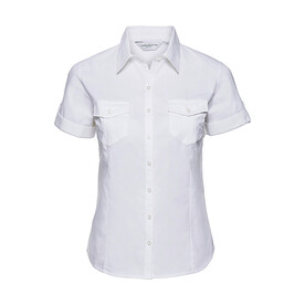 Russell Europe Ladies` Roll Sleeve Shirt, White, XS (34) bedrucken, Art.-Nr. 749000002