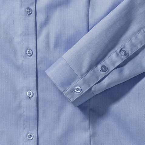 Russell Europe Ladies` LS Herringbone Shirt, Light Blue, 2XL (44) bedrucken, Art.-Nr. 769003217