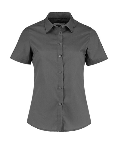 Kustom Kit Women`s Tailored Fit Poplin Shirt SSL, Graphite, XS bedrucken, Art.-Nr. 772111312