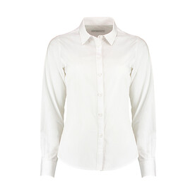 Kustom Kit Women`s Tailored Fit Poplin Shirt, White, XS bedrucken, Art.-Nr. 773110002