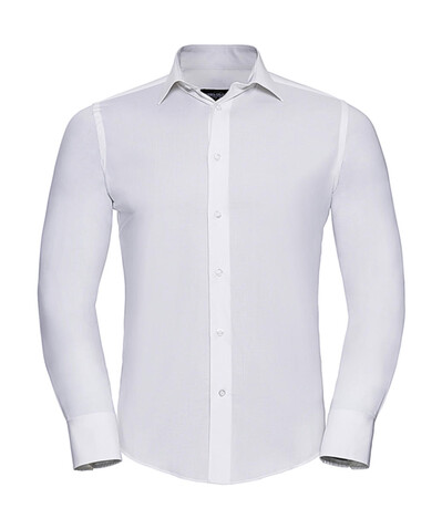 Russell Europe Fitted Stretch Shirt LS, White, S bedrucken, Art.-Nr. 786000003