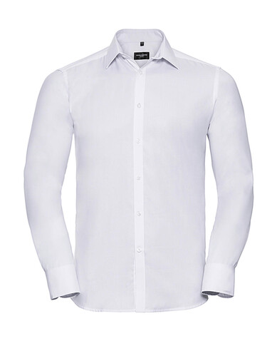 Russell Europe Men`s LS Herringbone Shirt, White, S (15&quot;) bedrucken, Art.-Nr. 789000003