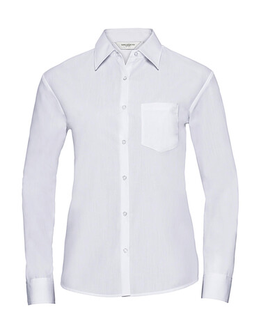 Russell Europe Ladies` LS Poplin Shirt, White, 4XL (48) bedrucken, Art.-Nr. 795000009