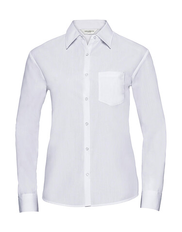Russell Europe Ladies` LS Poplin Shirt, White, XS (34) bedrucken, Art.-Nr. 795000002