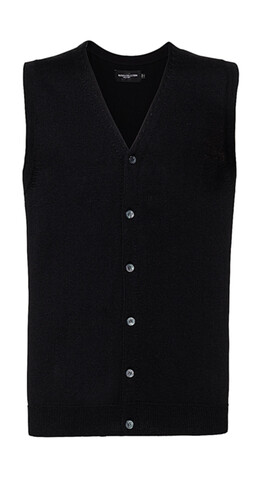 Russell Europe Men`s V-Neck Sleeveless Knitted Cardigan, Black, 2XS bedrucken, Art.-Nr. 799001011