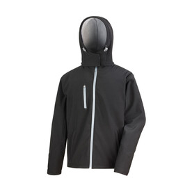 Result TX Performance Hooded Softshell Jacket, Black/Grey, S bedrucken, Art.-Nr. 827331513