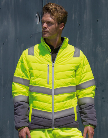 Result Soft Padded Safety Jacket, Fluo Orange/Grey, S bedrucken, Art.-Nr. 876334753