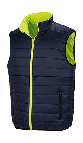 Result Reversible Soft Padded Safety Gilet, Fluo Orange/Navy, S bedrucken, Art.-Nr. 877334763