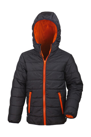 Result Junior/Youth Soft Padded Jacket, Black/Orange, 2XS (2-3) bedrucken, Art.-Nr. 881331781