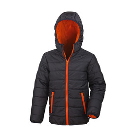 Result Junior/Youth Soft Padded Jacket, Black/Orange, 2XS (2-3) bedrucken, Art.-Nr. 881331781