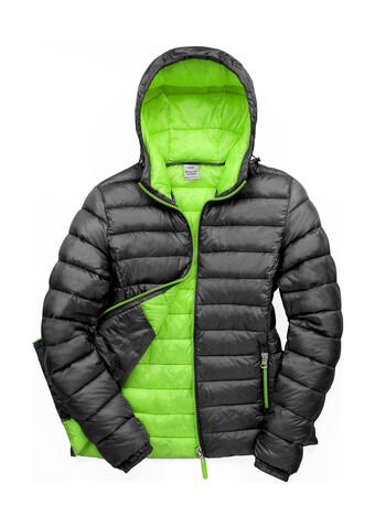 Result Ladies` Snow Bird Hooded Jacket, Black/Lime, XS (8) bedrucken, Art.-Nr. 894331712