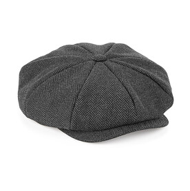 Beechfield Heritage Bakerboy Cap, Charcoal Herringbone, S/M bedrucken, Art.-Nr. 902691251