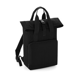 Bag Base Recycled Twin Handle Roll-Top Backpack, Black, One Size bedrucken, Art.-Nr. 903291010