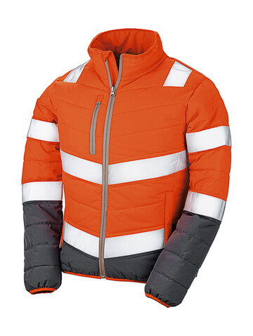 Result Women`s Soft Padded Safety Jacket, Fluo Orange/Grey, XS bedrucken, Art.-Nr. 916334752
