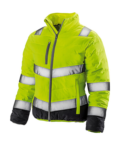 Result Women`s Soft Padded Safety Jacket, Fluo Yellow/Grey, XS bedrucken, Art.-Nr. 916336752