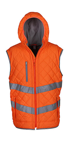 Yoko Fluo Kensington Hooded Gilet, Fluo Orange, L bedrucken, Art.-Nr. 927774055