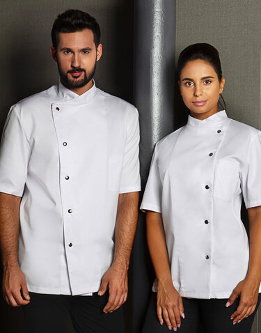 Karlowsky Chef Jacket Gustav Short Sleeve, Black, 60 (2XL) bedrucken, Art.-Nr. 935671018