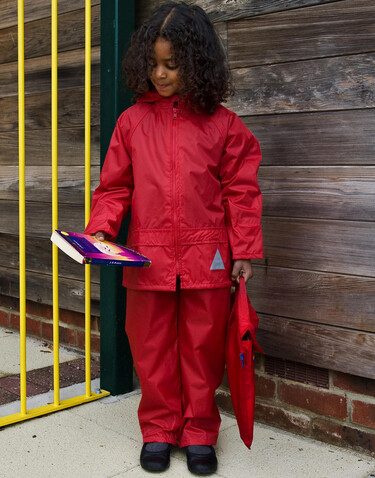 Result Junior Waterproof Jacket/Trouser Set, Red, XS (3-4/104) bedrucken, Art.-Nr. 998334003