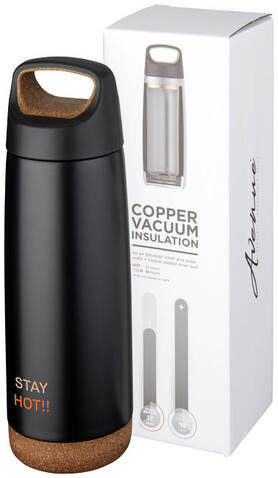 Valhalla 600 ml Kupfer-Vakuum Isolierflasche, schwarz bedrucken, Art.-Nr. 10056500