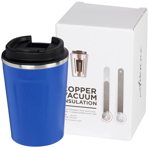 Thor 360 ml auslaufsicherer Kupfer-Vakuum Isolierbecher, blau bedrucken, Art.-Nr. 10058703