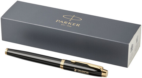 Parker IM Tintenroller (schwarze Mine), schwarz, gold bedrucken, Art.-Nr. 10702301