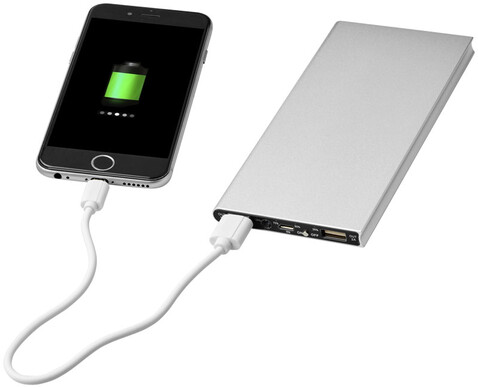 Plate 8000 mAh Aluminium-Powerbank, silber bedrucken, Art.-Nr. 12411201