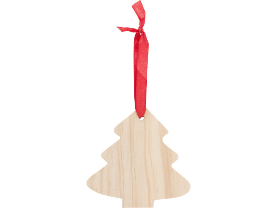 Weihnachtsbaumanhänger 'X-MAS Tree' aus Holz – Braun bedrucken, Art.-Nr. 011999999_9049