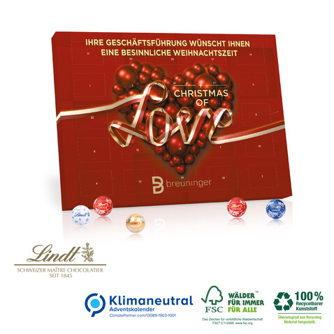 Tisch-Adventskalender Lindt &quot;Gourmet Edition&quot;, Klimaneutral, FSC®-zertifiziert bedrucken, Art.-Nr. 95322